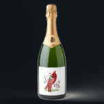 Vrolijk kerstkardinaal sparkling wijnetiket<br><div class="desc">Vrolijk kerstkardinaal</div>