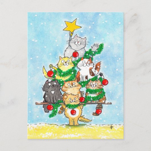 Vrolijk kerstkat briefkaart (Voorkant)