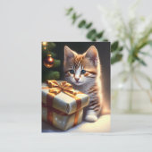 Vrolijk kerstkat briefkaart (Staand voorkant)