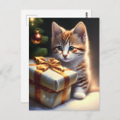 Vrolijk kerstkat briefkaart (Voorkant / Achterkant)