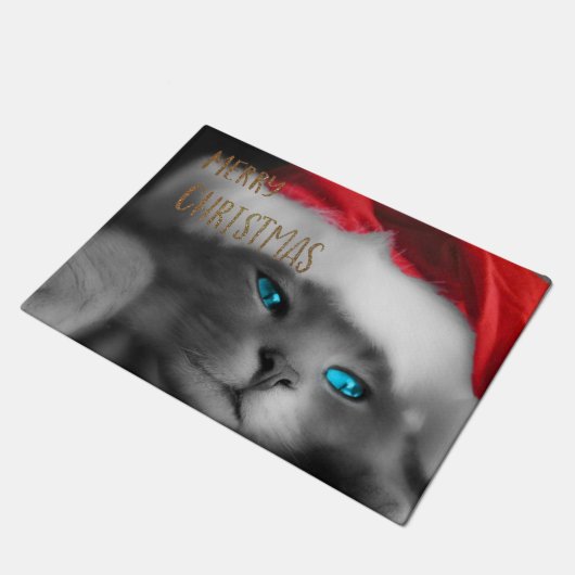Vrolijk kerstKat Deurmat (Schuin)