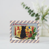 Vrolijk kerstKat Feestdagenkaart (Staand voorkant)