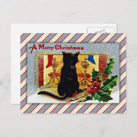 Vrolijk kerstKat Feestdagenkaart (Voorkant / Achterkant)