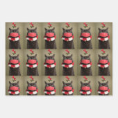 Vrolijk kerstkat in gezichtsmasker onder mistletoe inpakpapier vel (Voorkant 2)