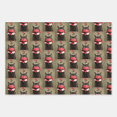 Vrolijk kerstkat in gezichtsmasker onder mistletoe inpakpapier vel (Voorkant)