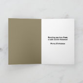 Vrolijk kerstkat onder mistletoe in gezichtsmasker feestdagen kaart (Binnen)