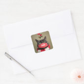 Vrolijk kerstkat onder mistletoe in gezichtsmasker vierkante sticker (Envelop)
