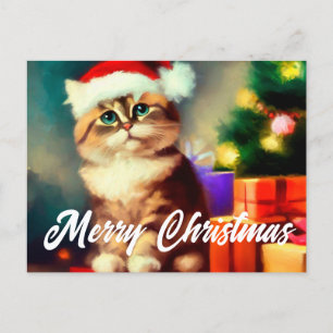 Vrolijk kerstkat santa claus briefkaart