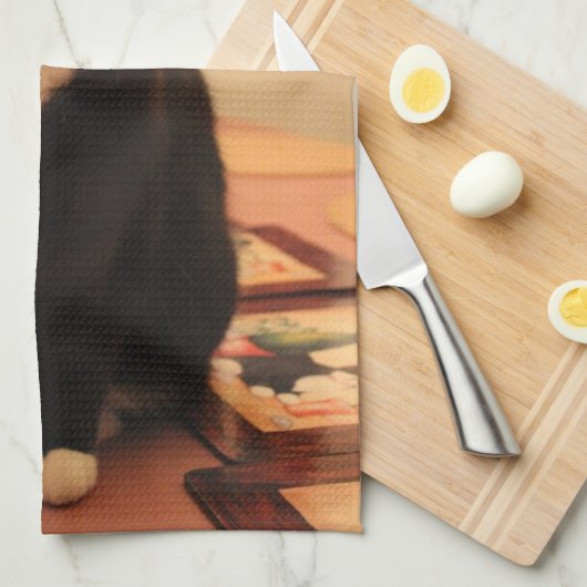 Vrolijk kerstKat Theedoek (Quarter Fold)