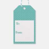 Vrolijk Kerstkatje Blauwgroen Witte Polka Dot Cadeaulabel (Achterkant)