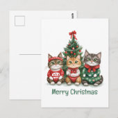 Vrolijk kerstkatten briefkaart (Voorkant / Achterkant)