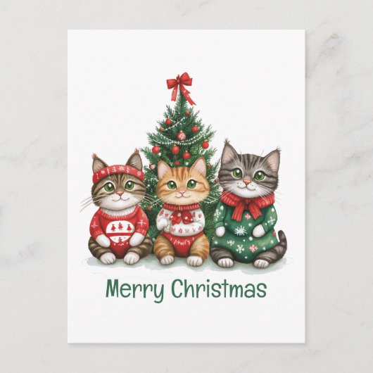 Vrolijk kerstkatten briefkaart (Voorkant)