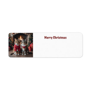 Vrolijk kerstkatten etiket