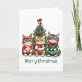 Vrolijk kerstkatten feestdagen kaart (Voorkant)