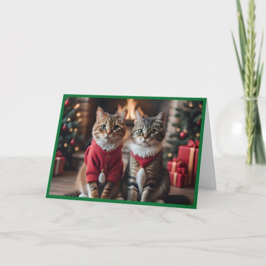 Vrolijk kerstkatten feestdagen kaart (Voorkant)