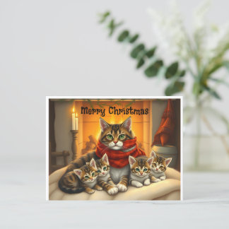 Vrolijk kerstkatten feestdagenkaart
