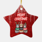 Vrolijk kerstkatten keramisch ornament (Achterkant)