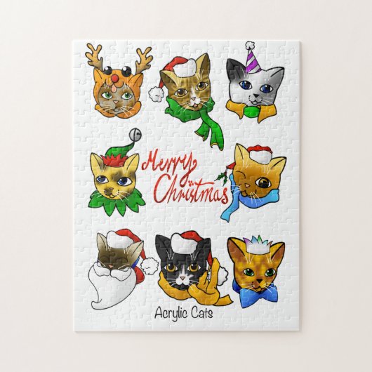 Vrolijk kerstkatten legpuzzel (Verticaal)