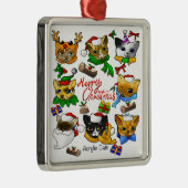 Vrolijk kerstkatten metalen ornament (Rechts)