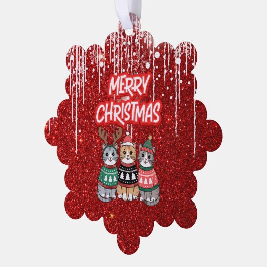 Vrolijk kerstkatten ornament kaart (Links)