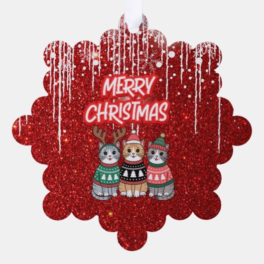 Vrolijk kerstkatten ornament kaart (Achterkant)