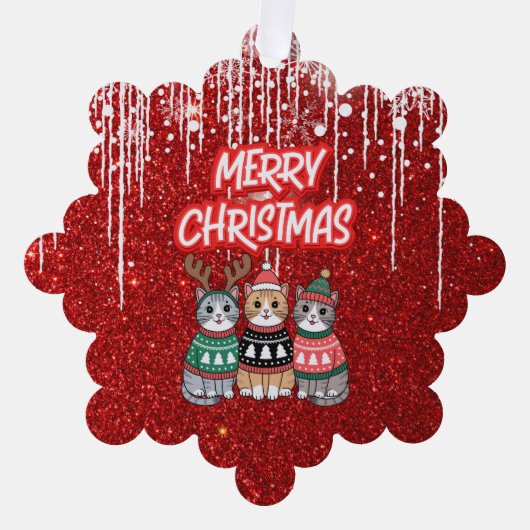 Vrolijk kerstkatten ornament kaart (Voorkant)