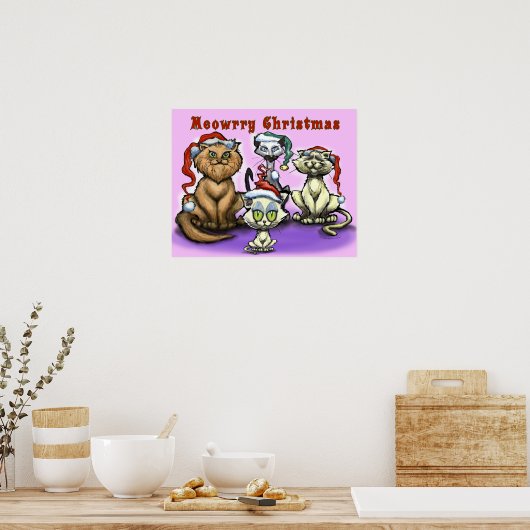 Vrolijk kerstkatten poster (Keuken)