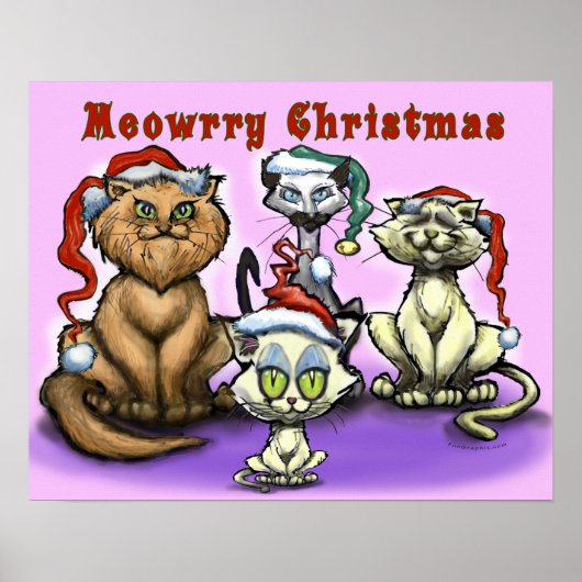 Vrolijk kerstkatten poster (Voorkant)