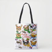 Vrolijk kerstkatten tote bag (Voorkant)