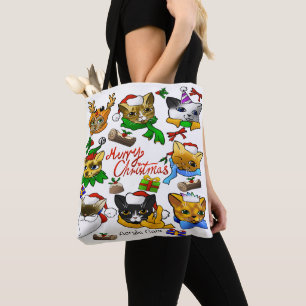 Vrolijk kerstkatten tote bag