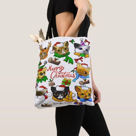 Vrolijk kerstkatten tote bag (Dichtbij)