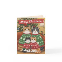 Vrolijk kerstkattengezin