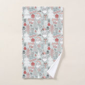 Vrolijk kerstkerstboom met de hand getekend patroo bad handdoek (Handdoek)