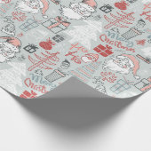 Vrolijk kerstkerstboom met de hand getekend patroo cadeaupapier (Hoek)