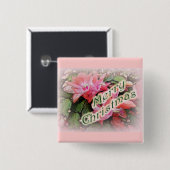 Vrolijk kerstkerstcadeaubloemen vierkante button 5,1 cm (Voorkant /achterkant)