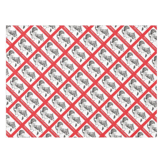 Vrolijk kerstkerstfeest en paard tafelkleed (Voorkant (Horizontaal))