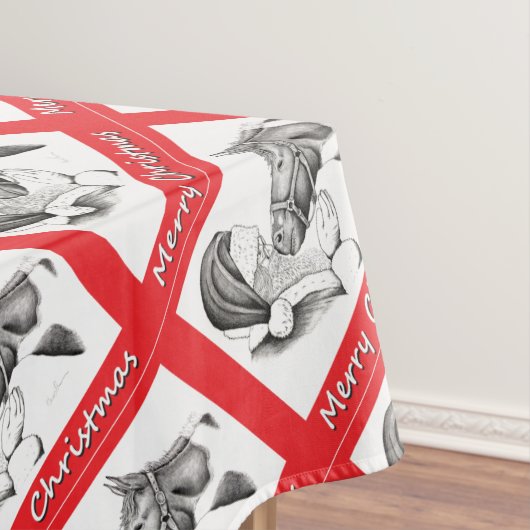 Vrolijk kerstkerstfeest en paard tafelkleed (Voorbeeld)