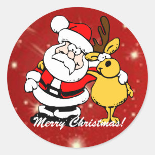 Vrolijk kerstkerstfeest en renrendierster ze ronde sticker