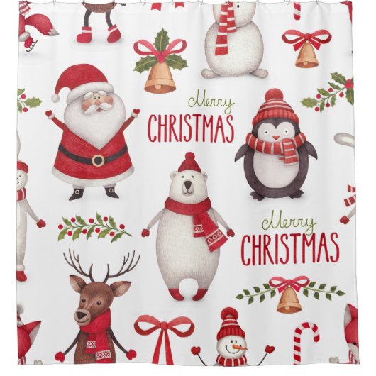 Vrolijk kerstkerstfeest en vrienden douchegordijn (Voorkant)