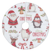 Vrolijk kerstkerstfeest en vrienden fleece kerstboom rok (Voorkant)