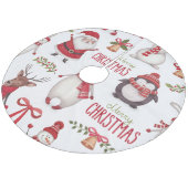 Vrolijk kerstkerstfeest en vrienden fleece kerstboom rok (Gekanteld)