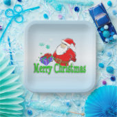 Vrolijk kerstkerstfeest met cadeau papieren bordje (Feest)