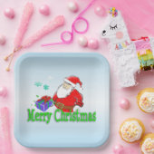 Vrolijk kerstkerstfeest met cadeau papieren bordje (Feest)