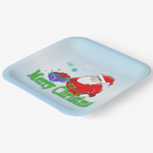 Vrolijk kerstkerstfeest met cadeau papieren bordje (Gebogen)