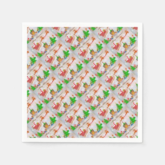 Vrolijk kerstkerstfeest met cadeautjes servet (Voorkant)