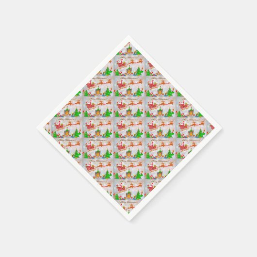 Vrolijk kerstkerstfeest met cadeautjes servet (Hoek)