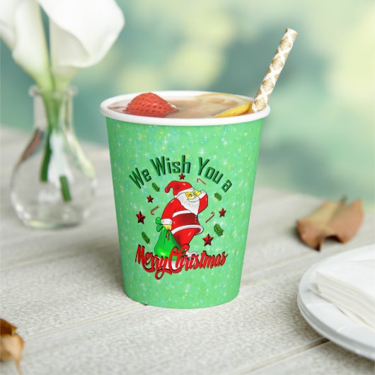 Vrolijk kerstkerstfeest met sack Stars Cane Papieren Bekers (Insitu)