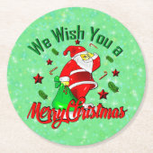 Vrolijk kerstkerstfeest met sack Stars Cane Ronde Kartonnen Onderzetter (Voorkant)