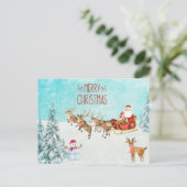 Vrolijk kerstkerstfeest, Snowman, Reindeer, Forest Briefkaart (Staand voorkant)