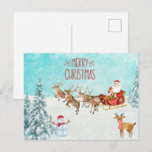 Vrolijk kerstkerstfeest, Snowman, Reindeer, Forest Briefkaart (Voorkant / Achterkant)